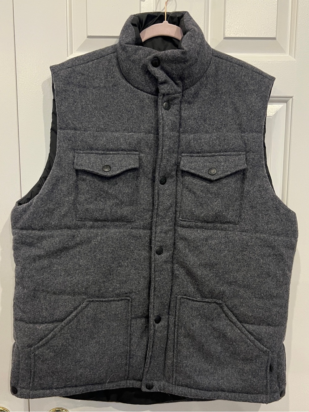 STS Ranchwear Dark Heather Gray Quilted Wool-Blend Vest